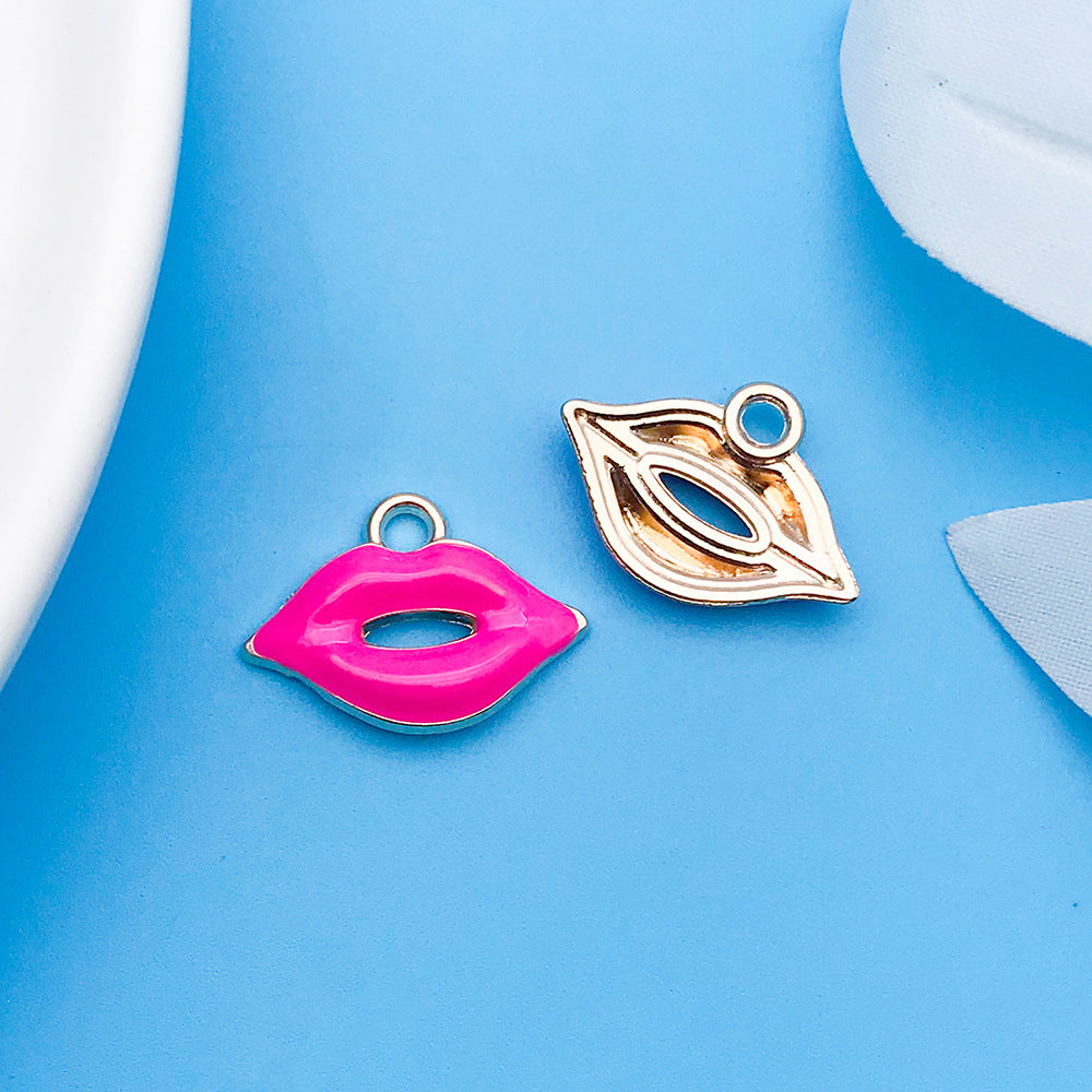 Wholesale Rose Red Drip Oil Cartoon Alloy DIY Necklace Bracelet Pendant